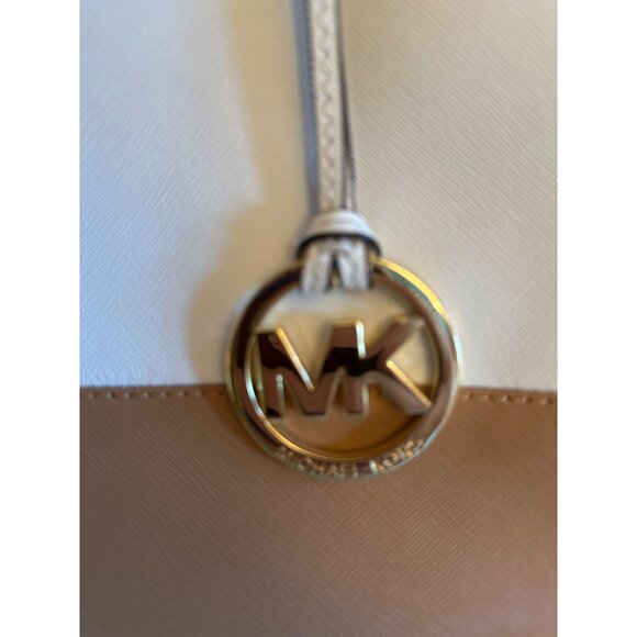Michael Kors Sutton Large Two-Tone Leather Tote Bag Gold Accents Crossbody Strap - Picture 4 of 8